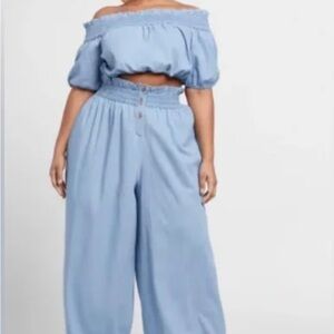 Fashion to Figure Light Blue Off-Shoulder Jumpsuit